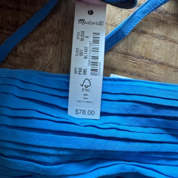 Madewell Blue Ruched Crop Top poplin cotton size 8 NEW NWT - Picture 4 of 7